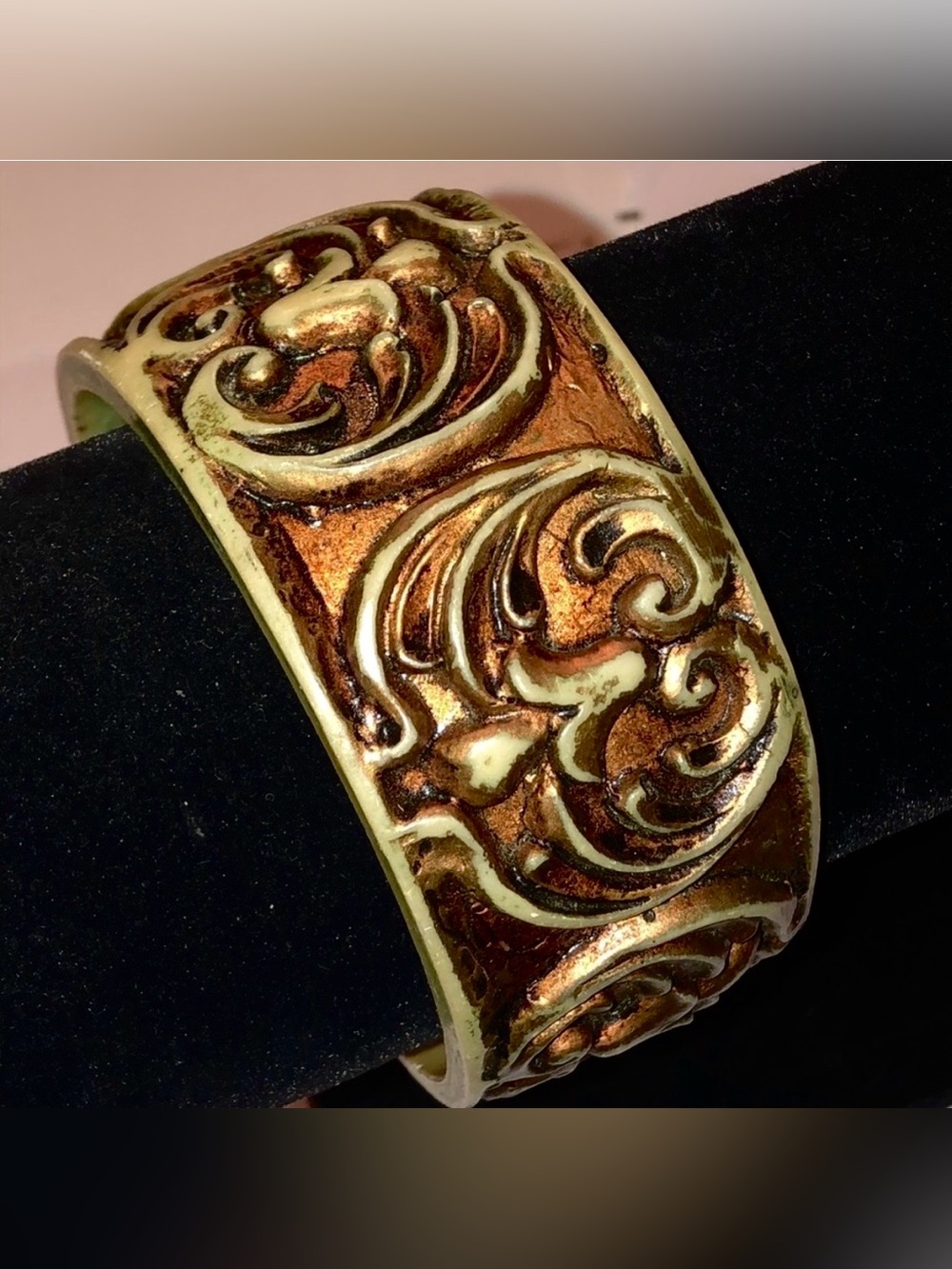 BANGLE BRACELET | Vintage Boho Aged Bronze Chunky Style | Neutral Tones | Unisex - Picture 9 of 12